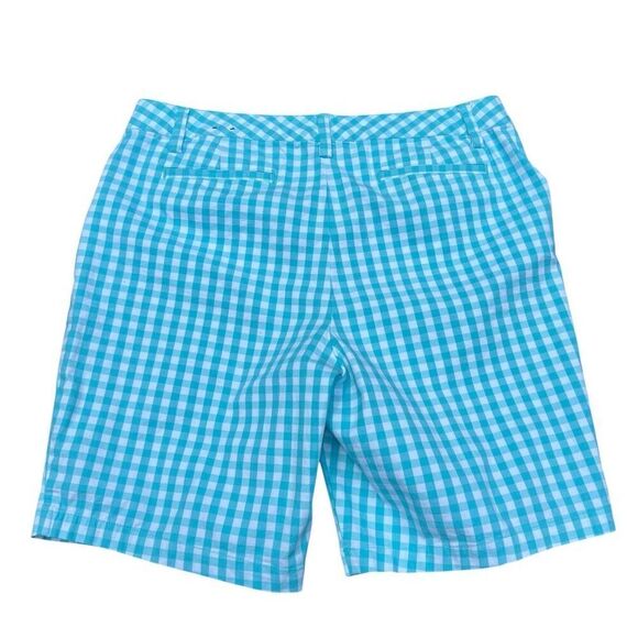 LANDS’ END Blue Gingham Bermuda Shorts Size 14 - Picture 2 of 6